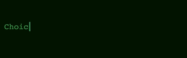 A styled animation looping over matrix quotes showing a blinking cursor